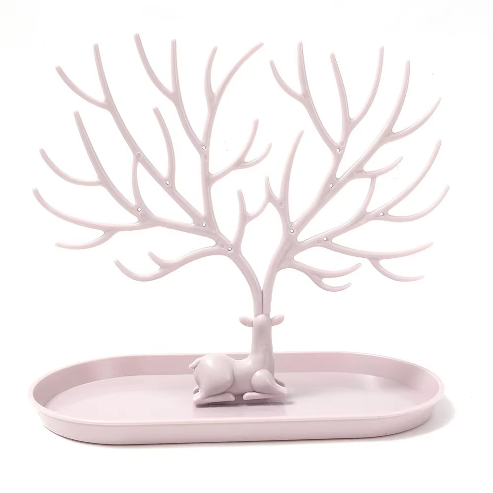 Jewelry Display Stand Tray Tree Storage Racks Earrings Necklaces Rings Jewelry Boxes Case Desktop Organizer Holder Make up Decor