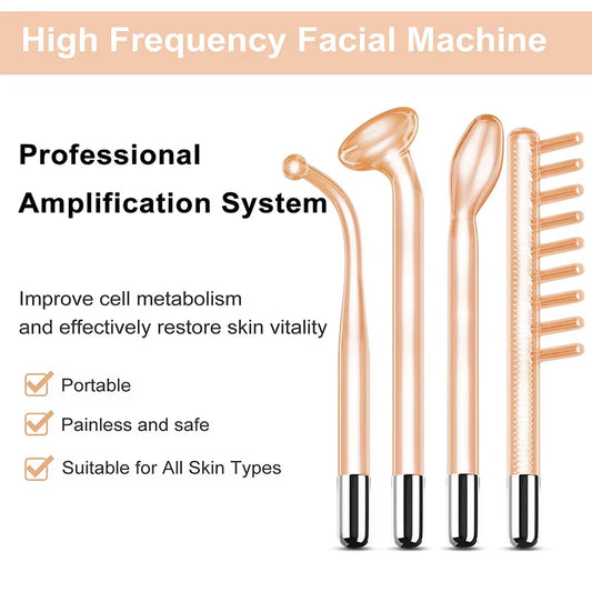 High Frequency Facial Machine Electrotherapy Wand Glass Neon + Argon Wands Remove Wrinkles High Frequency Facial