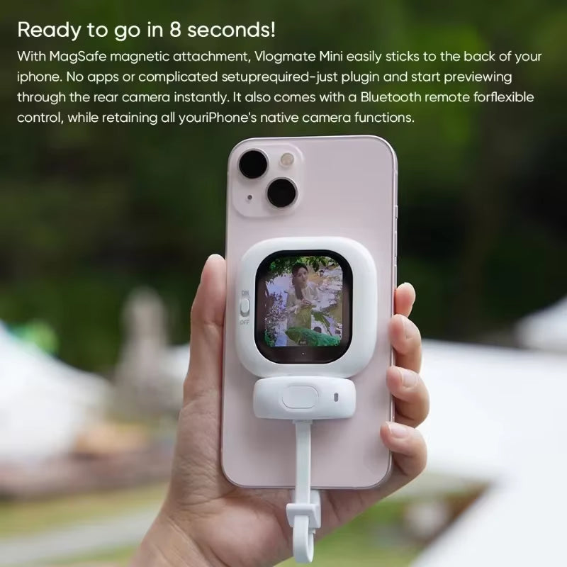 Vlogmate Mini Selfie Monitor AMOLED 700Nits Screen Simple Operation for Iphone 5-12 13 14 15 16 Pro for Vlog Live Stream