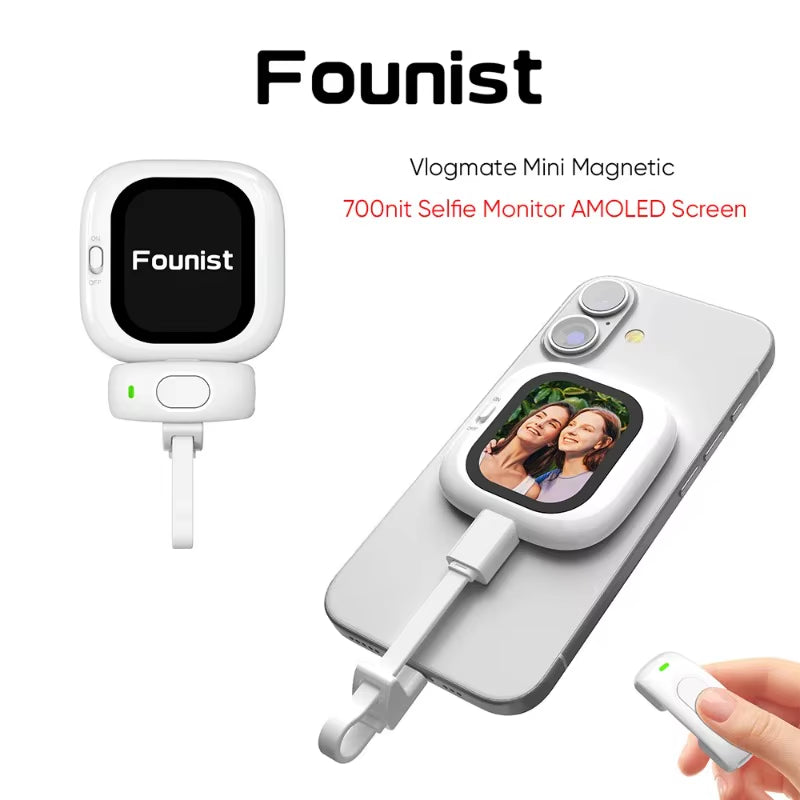 Vlogmate Mini Selfie Monitor AMOLED 700Nits Screen Simple Operation for Iphone 5-12 13 14 15 16 Pro for Vlog Live Stream